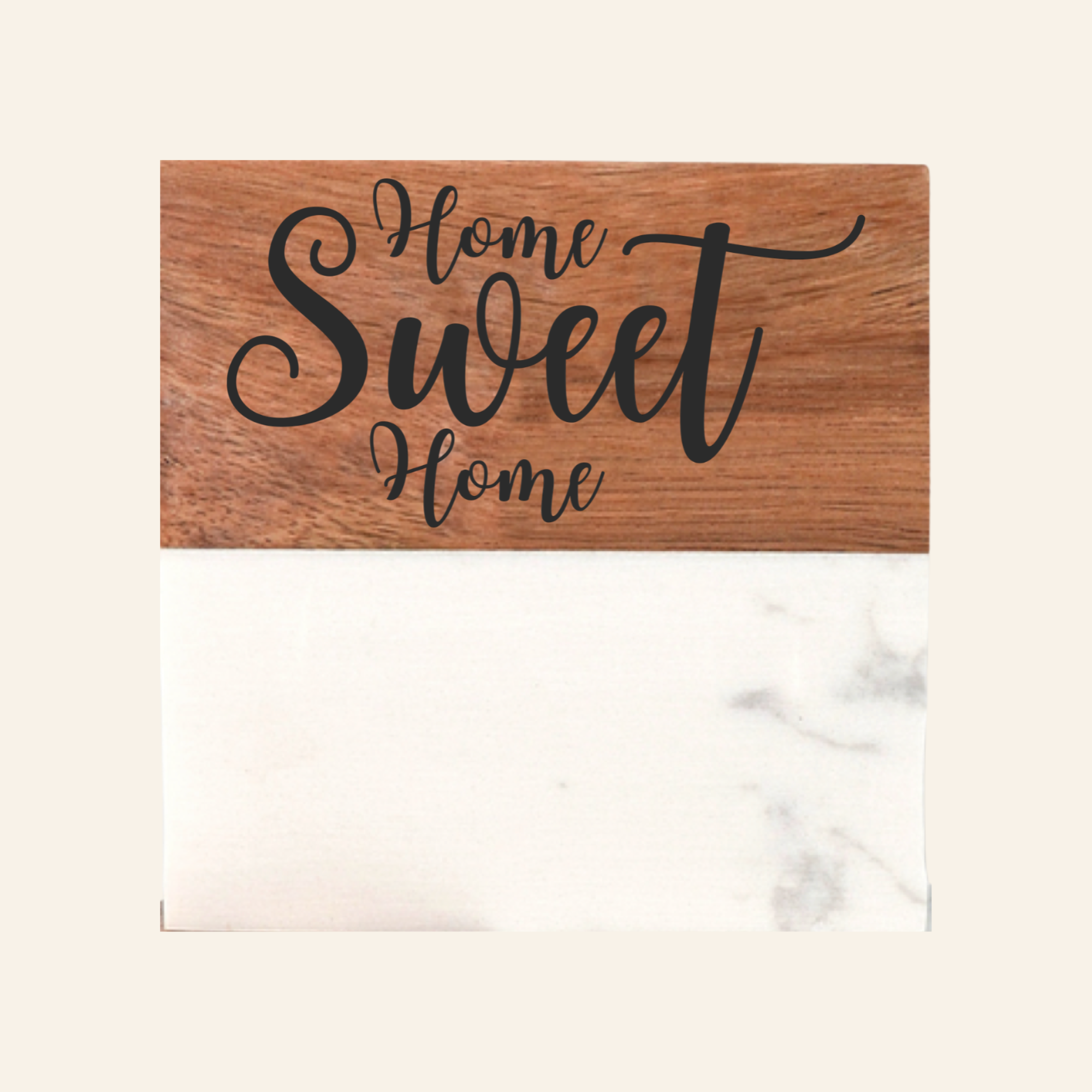 Personalized Acacia Wood & White Marble Coasters