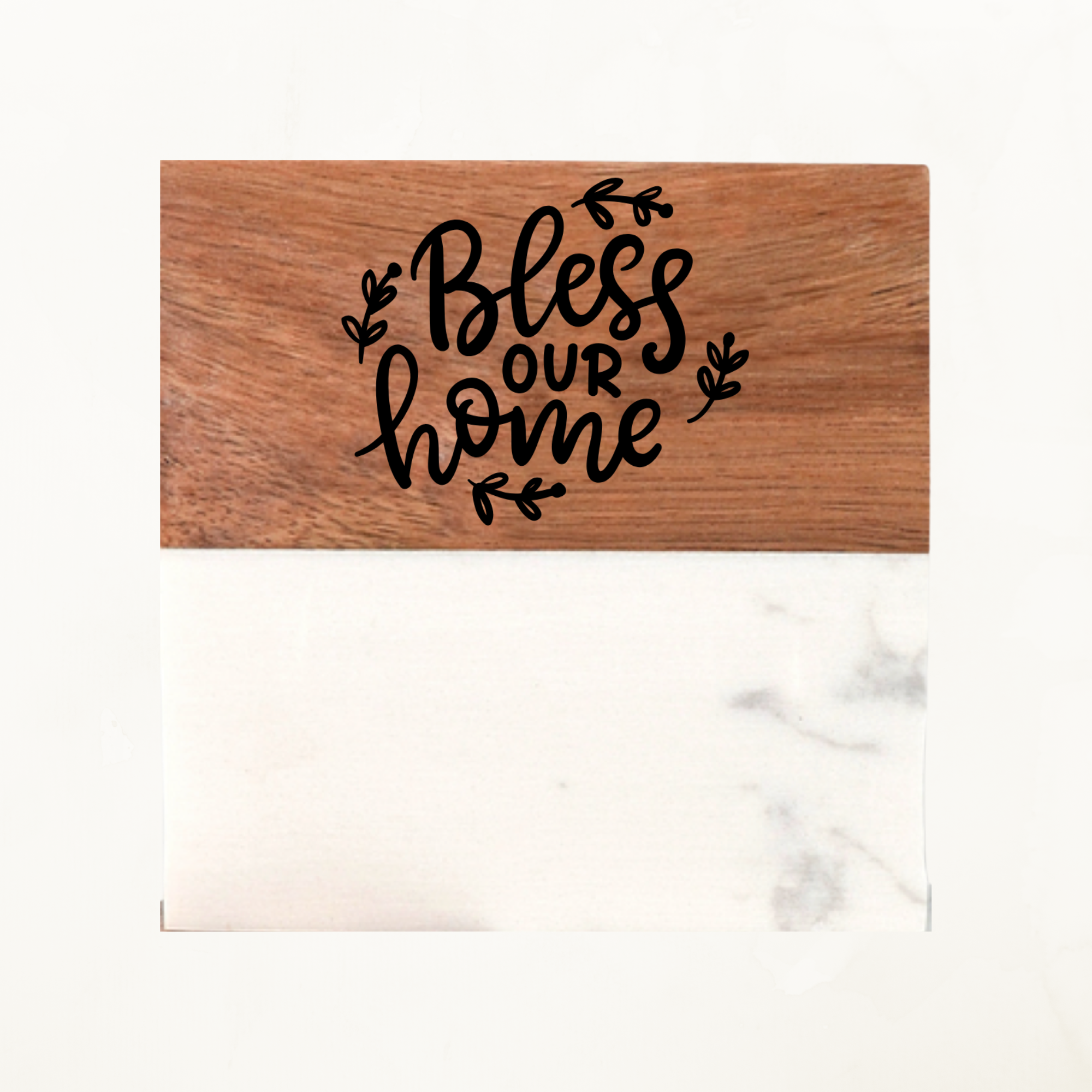 Personalized Acacia Wood & White Marble Coasters